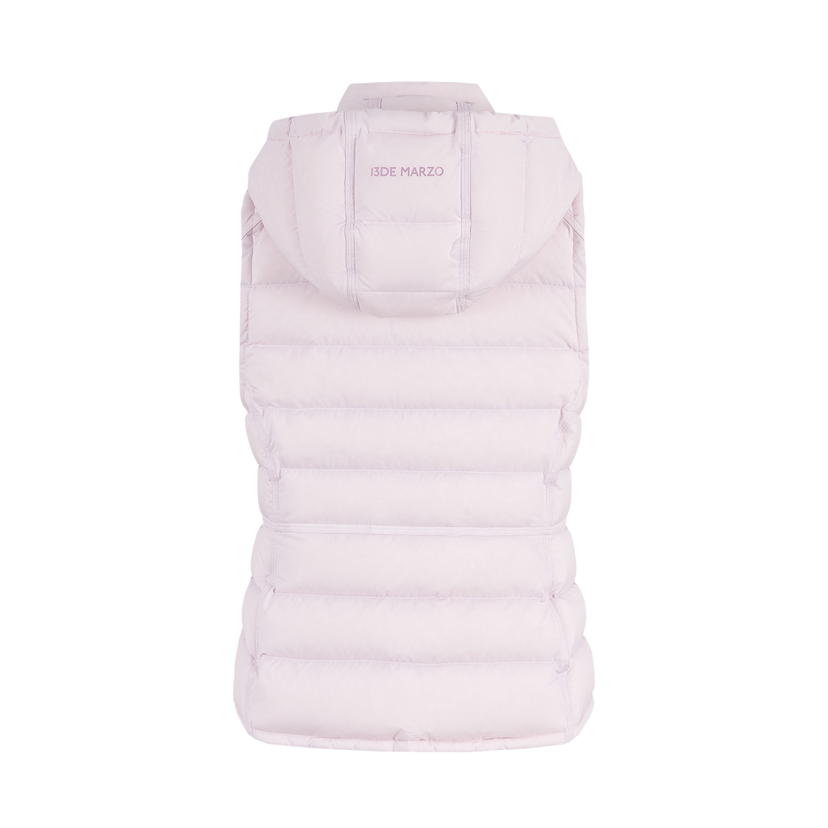 13DE MARZO Cinched Waist Quilted Down Vest Pink