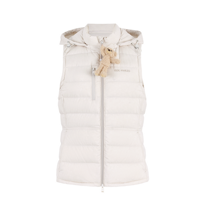 13DE MARZO Cinched Waist Quilted Down Vest White