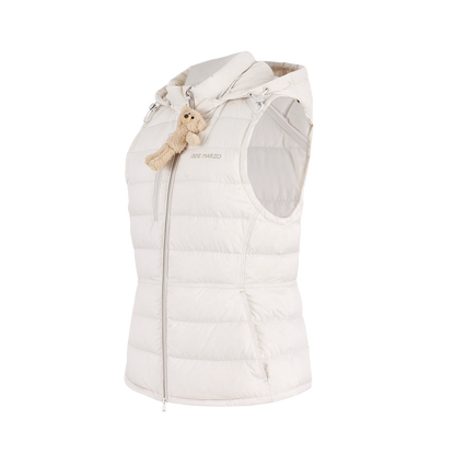 13DE MARZO Cinched Waist Quilted Down Vest White