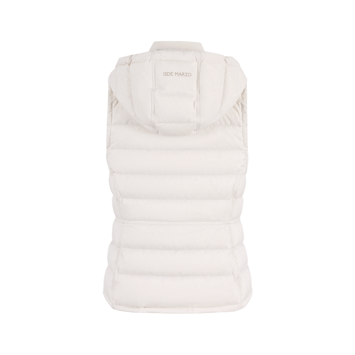 13DE MARZO Cinched Waist Quilted Down Vest White