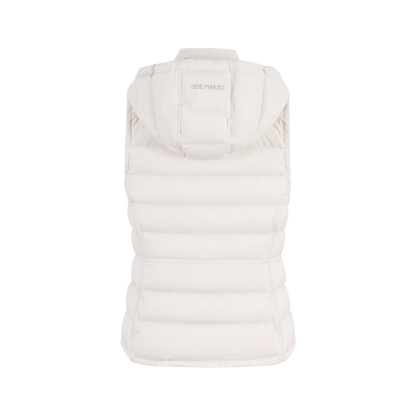 13DE MARZO Cinched Waist Quilted Down Vest White