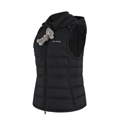 13DE MARZO Cinched Waist Quilted Down Vest Black