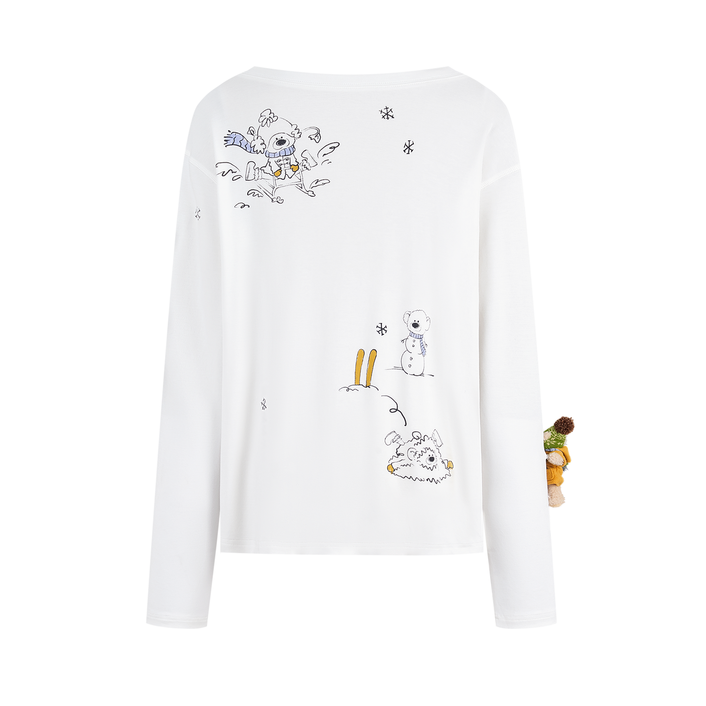 13DE MARZO Graffiti Snow Bear Off Shoulder T-shirt White