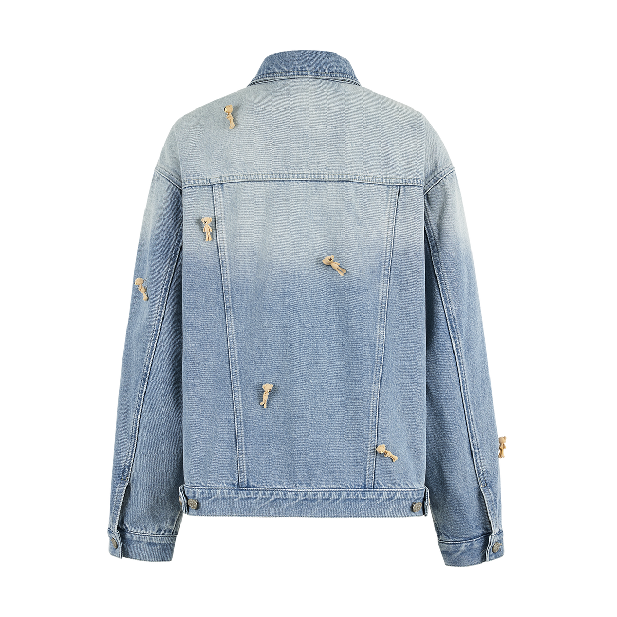 13DE MARZO All-Over Flocked Bear Denim Jacket Blue