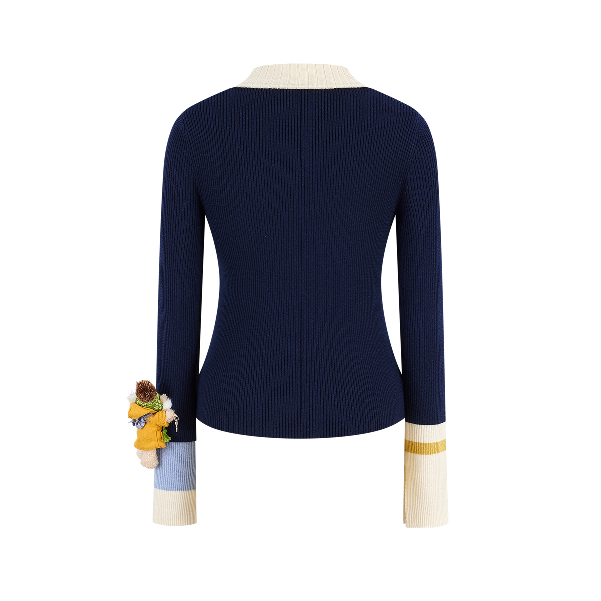 13DE MARZO Snow Bear Asymmetric Cuff Top Navy Blue