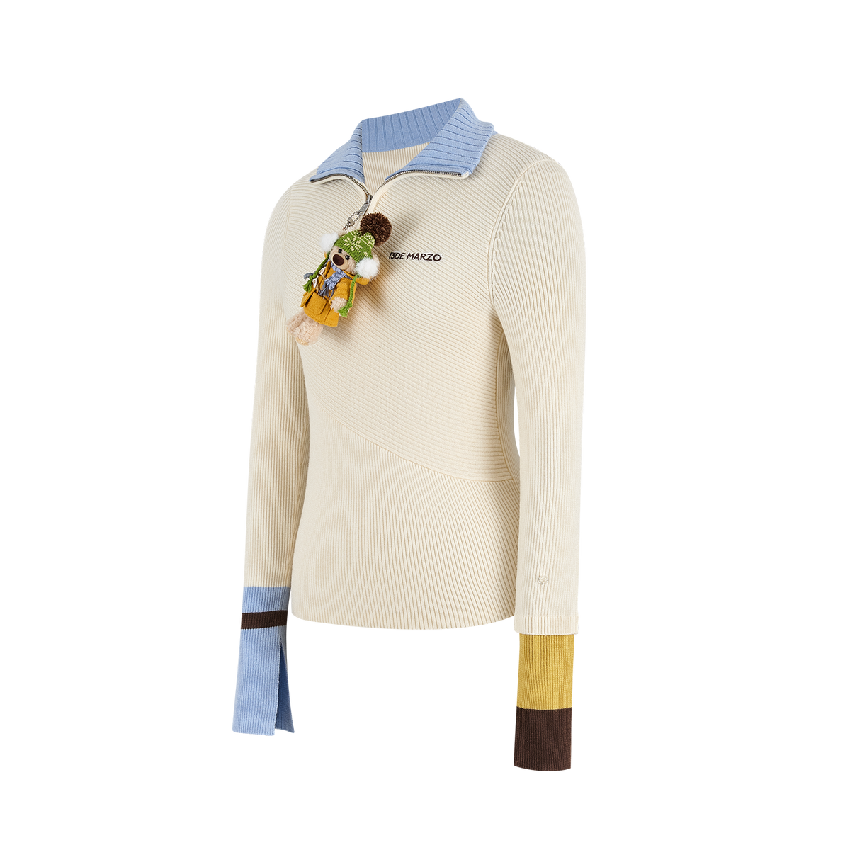 13DE MARZO Snow Bear Asymmetric Cuff Top Beige