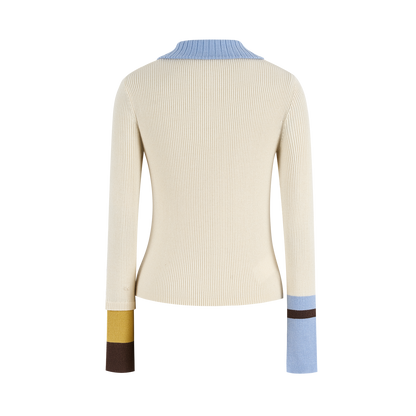 13DE MARZO Snow Bear Asymmetric Cuff Top Beige