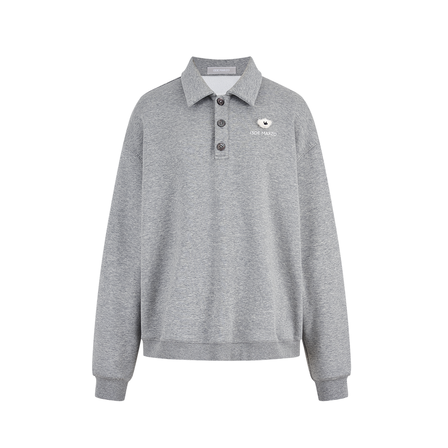 13DE MARZO Polo Long Sleeve Sweatshirt Grey
