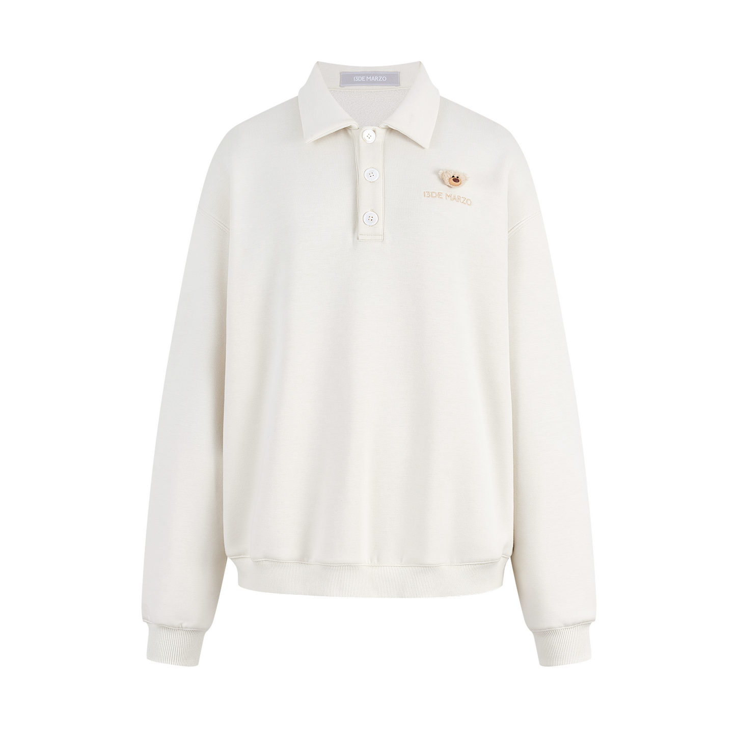 13DE MARZO Polo Long Sleeve Sweatshirt Beige