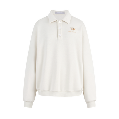 13DE MARZO Polo Long Sleeve Sweatshirt Beige