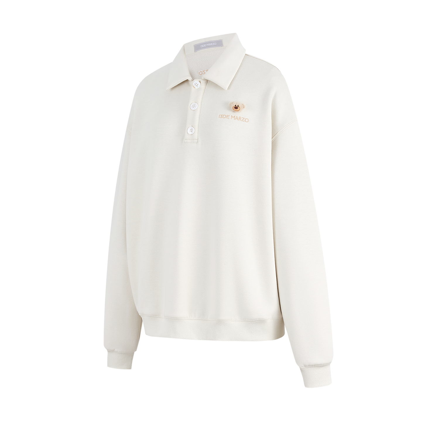 13DE MARZO Polo Long Sleeve Sweatshirt Beige