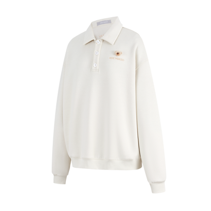 13DE MARZO Polo Long Sleeve Sweatshirt Beige