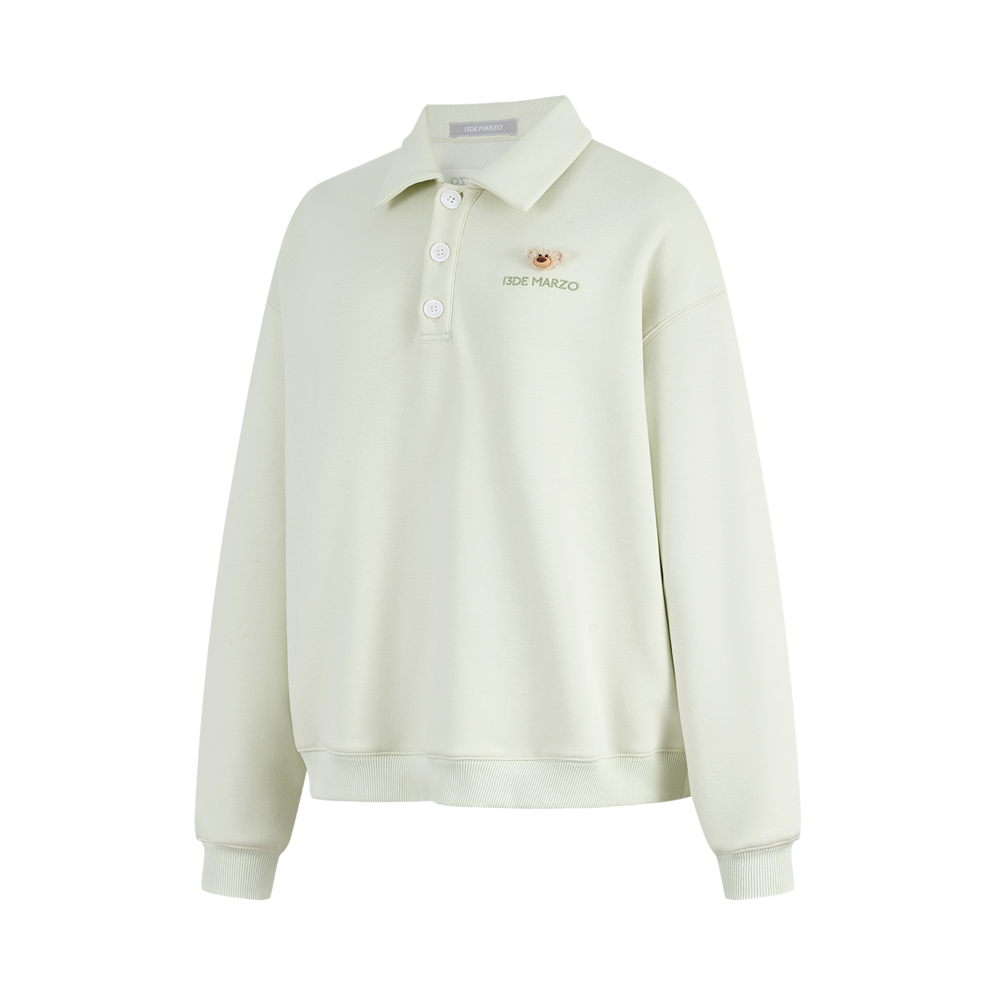 13DE MARZO Polo Long Sleeve Sweatshirt Green