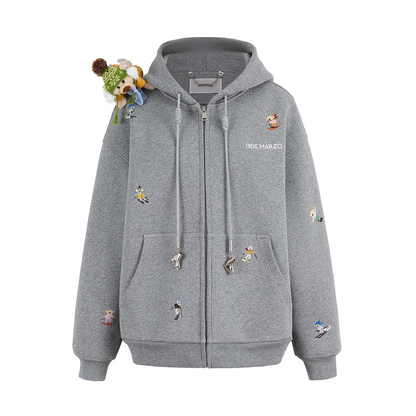 13DE MARZO Snow Bear Hoodie Grey
