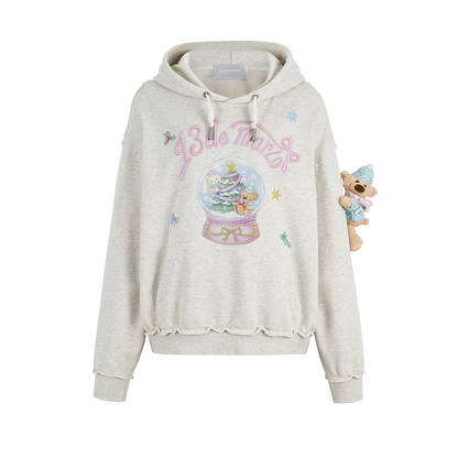 13DE MARZO Crystal Ball Print Hoodie Grey