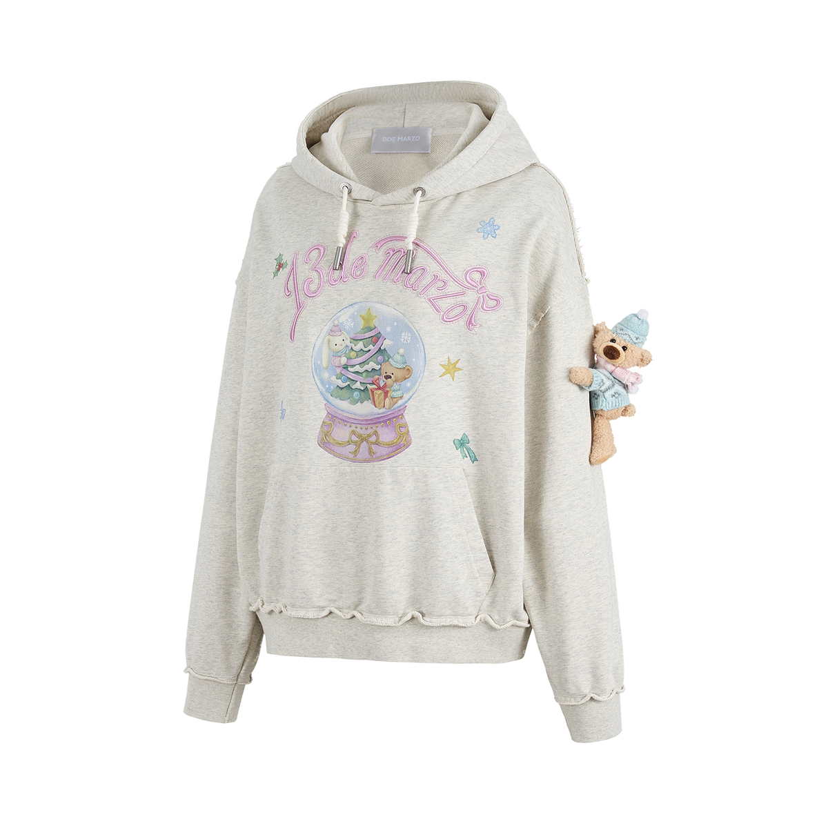 13DE MARZO Crystal Ball Print Hoodie Grey