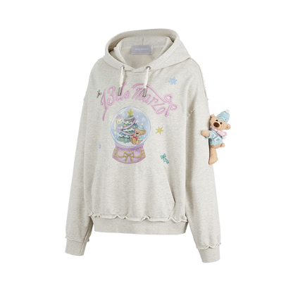 13DE MARZO Crystal Ball Print Hoodie Grey