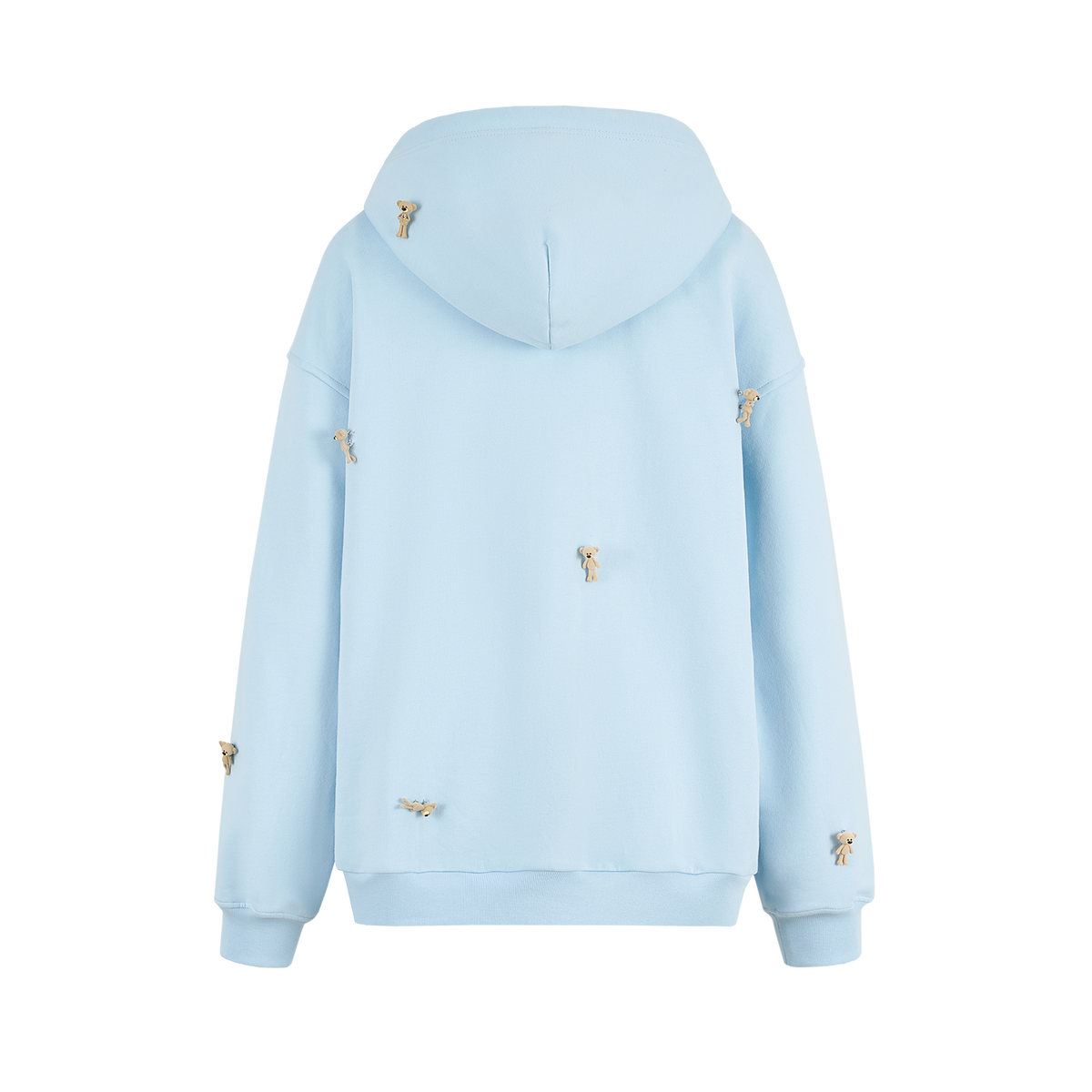 13DE MARZO All-Over Flocked Bear Zipper Hoodie Blue