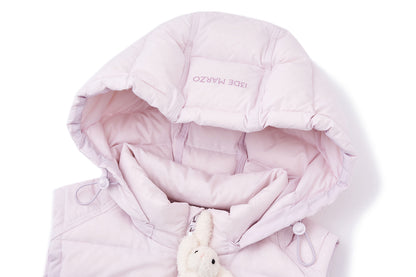 13DE MARZO Cinched Waist Quilted Down Vest Pink