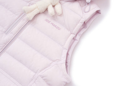 13DE MARZO Cinched Waist Quilted Down Vest Pink