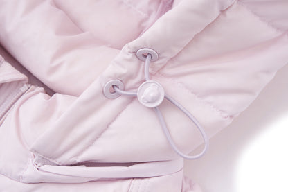 13DE MARZO Cinched Waist Quilted Down Vest Pink