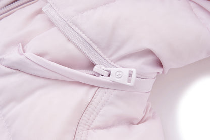 13DE MARZO Cinched Waist Quilted Down Vest Pink