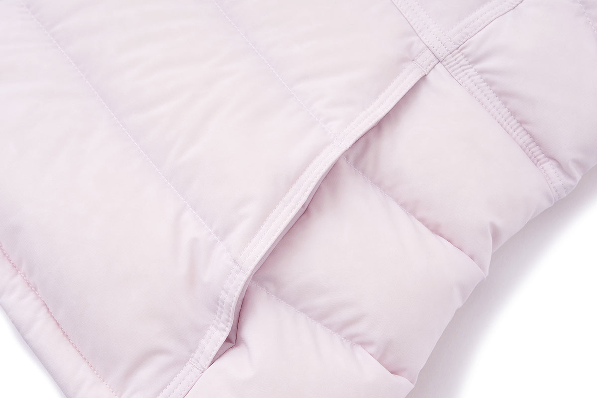 13DE MARZO Cinched Waist Quilted Down Vest Pink