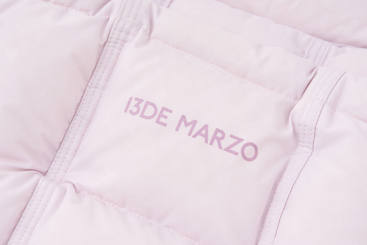 13DE MARZO Cinched Waist Quilted Down Vest Pink