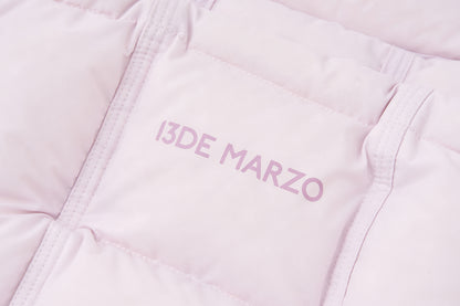 13DE MARZO Cinched Waist Quilted Down Vest Pink