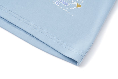 13DE MARZO Graffiti Snow Bear Off Shoulder T-shirt Blue