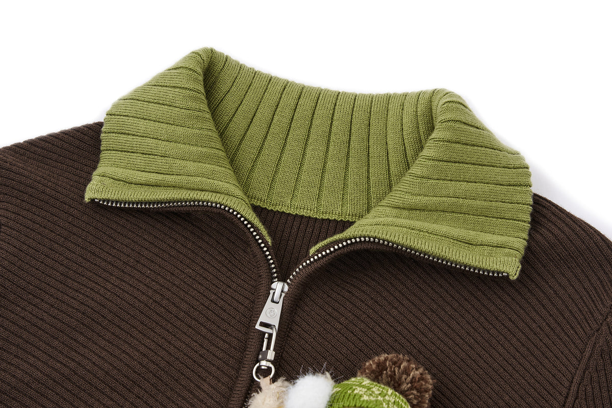 13DE MARZO Snow Bear Asymmetric Cuff Top Brown