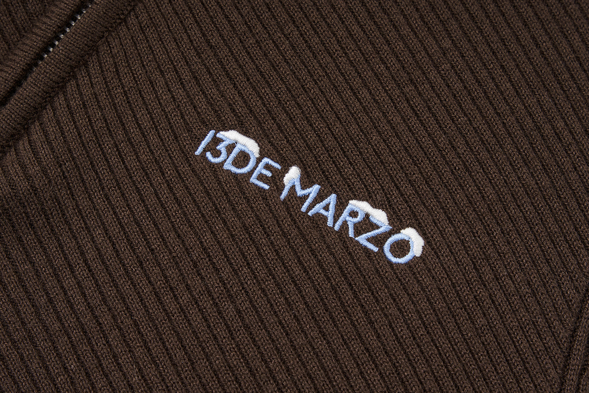 13DE MARZO Snow Bear Asymmetric Cuff Top Brown