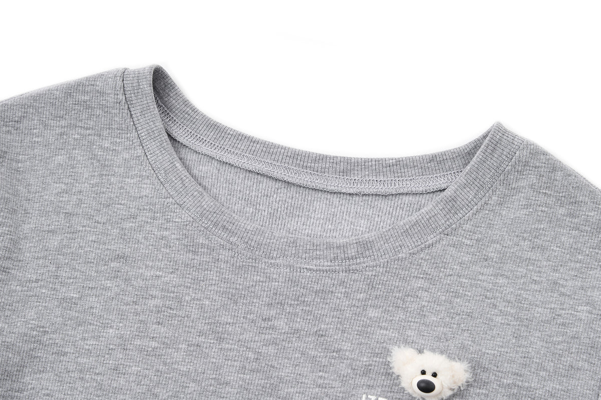 13DE MARZO Mini Bear Slim Fit Top Grey