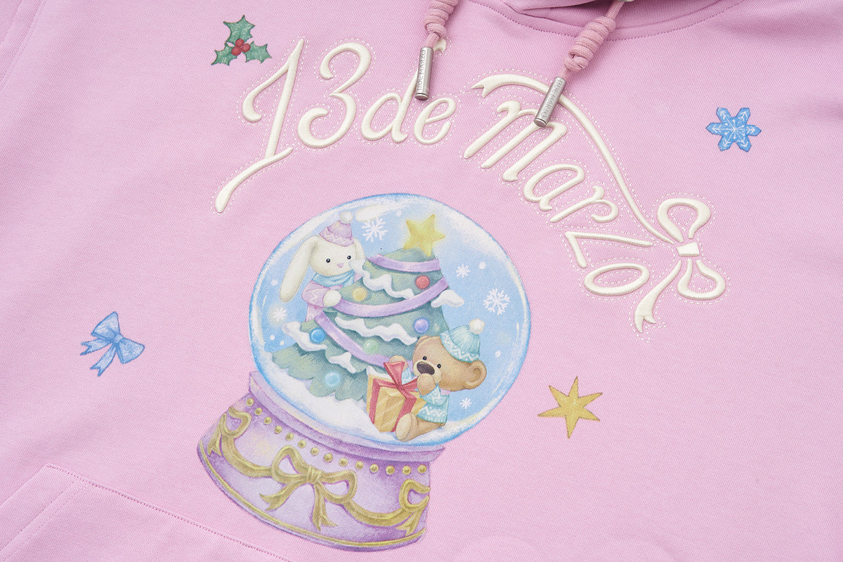 13DE MARZO Crystal Ball Print Hoodie Pink