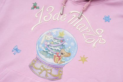 13DE MARZO Crystal Ball Print Hoodie Pink