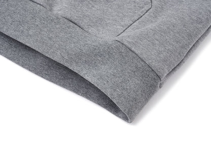13DE MARZO All-Over Flocked Bear Zipper Hoodie Grey