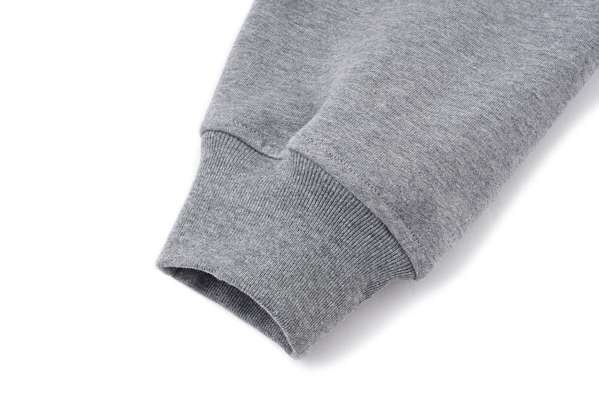 13DE MARZO All-Over Flocked Bear Zipper Hoodie Grey