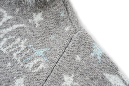 13DE MARZO Fair Isle Collar Zip Hoodie Grey - 13DE MARZO