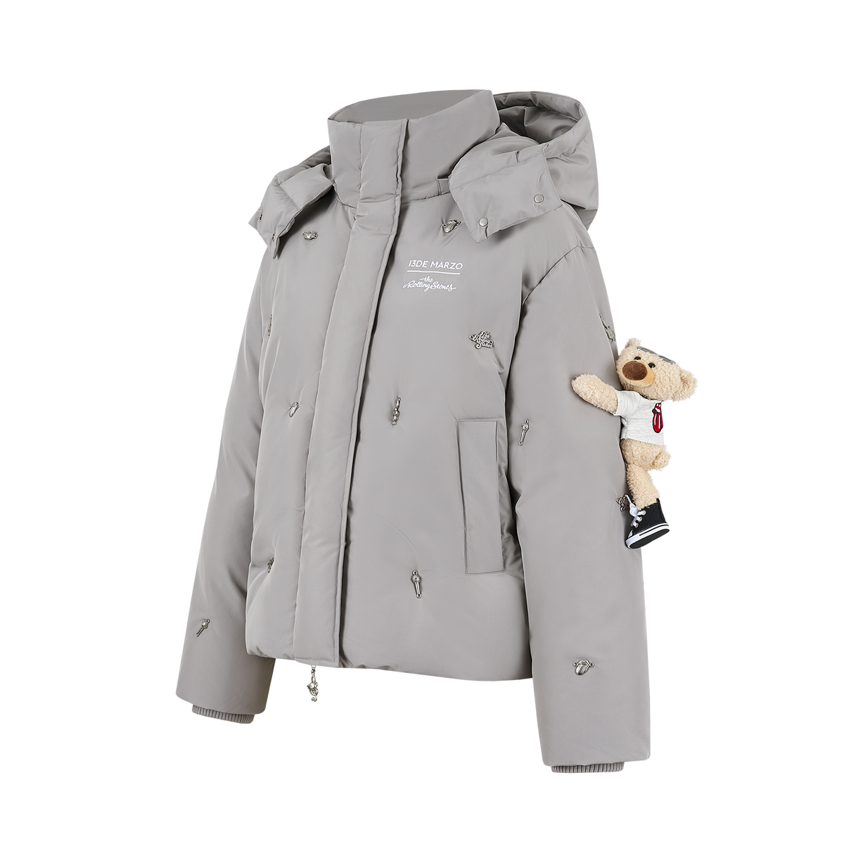 13DE MARZO Rolling Stones Down Jacket Grey