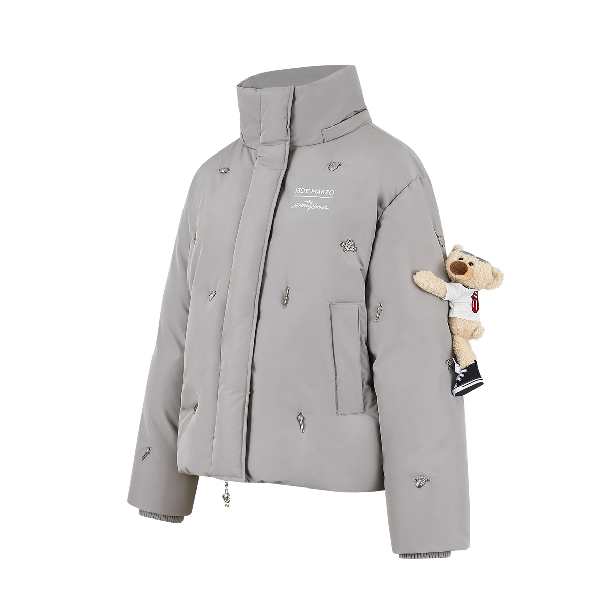 13DE MARZO Rolling Stones Down Jacket Grey