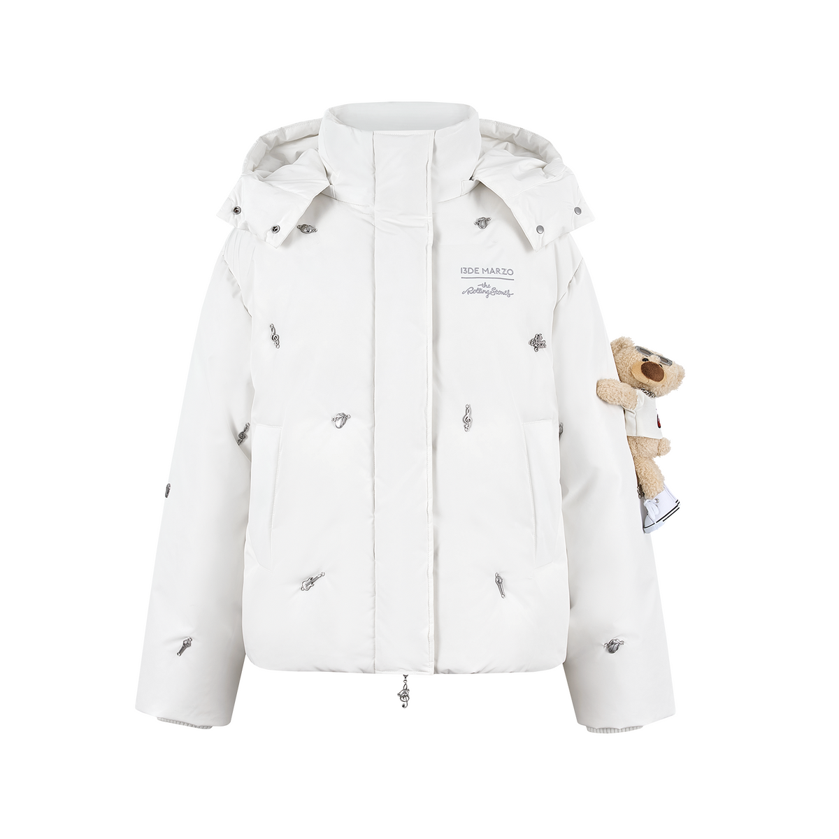 13DE MARZO Rolling Stones Down Jacket White