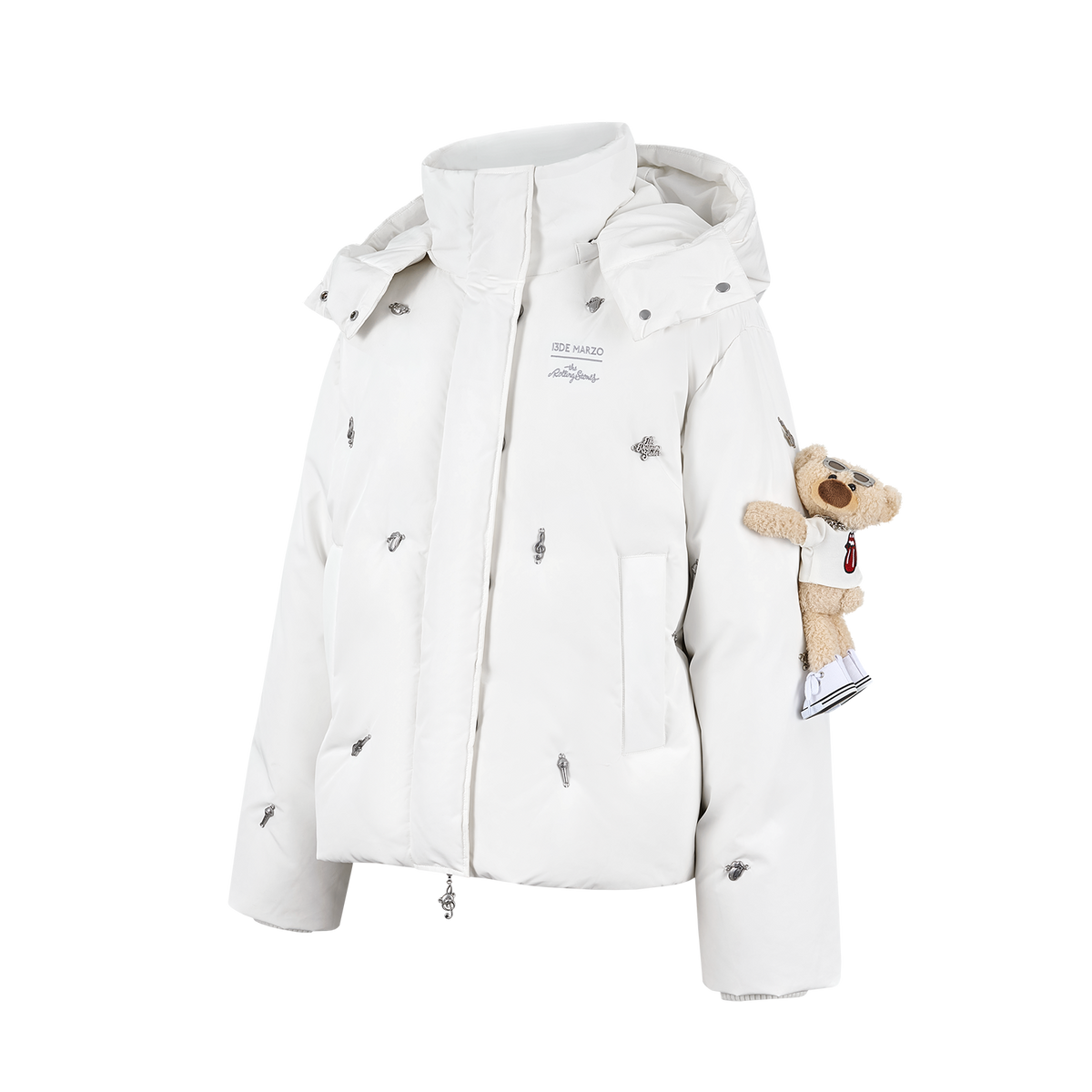 13DE MARZO Rolling Stones Down Jacket White