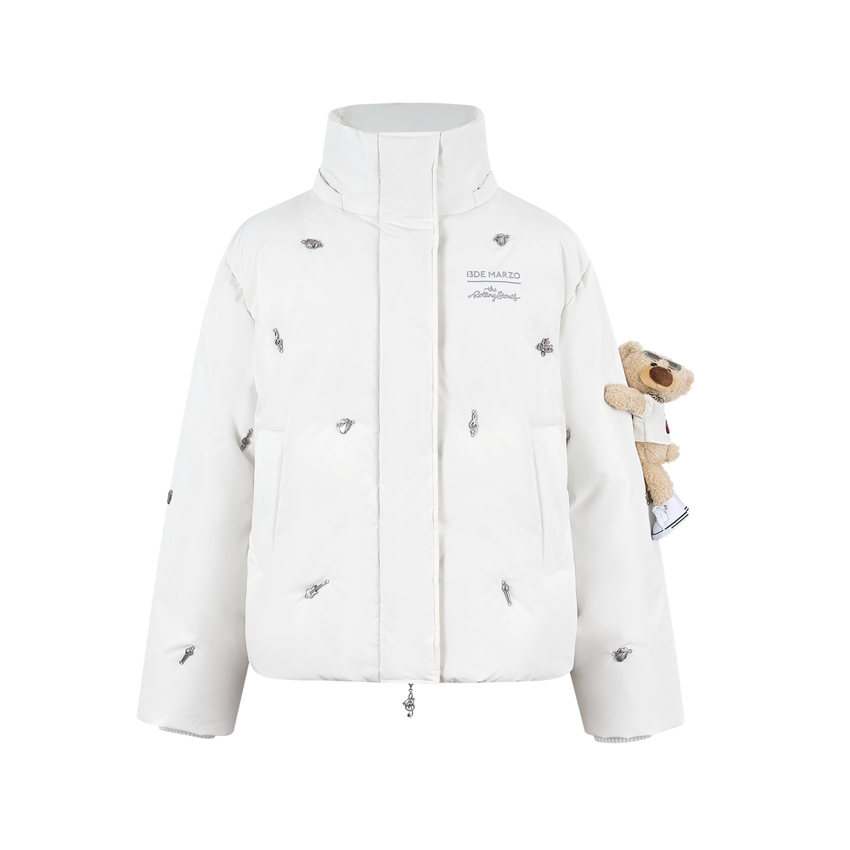 13DE MARZO Rolling Stones Down Jacket White