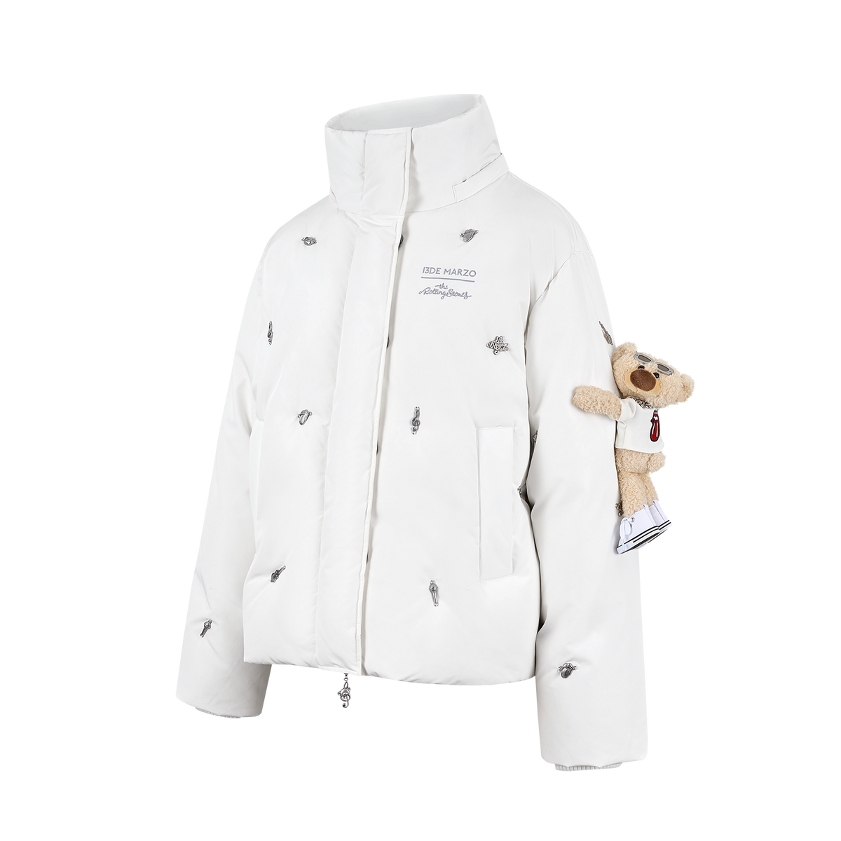 13DE MARZO Rolling Stones Down Jacket White