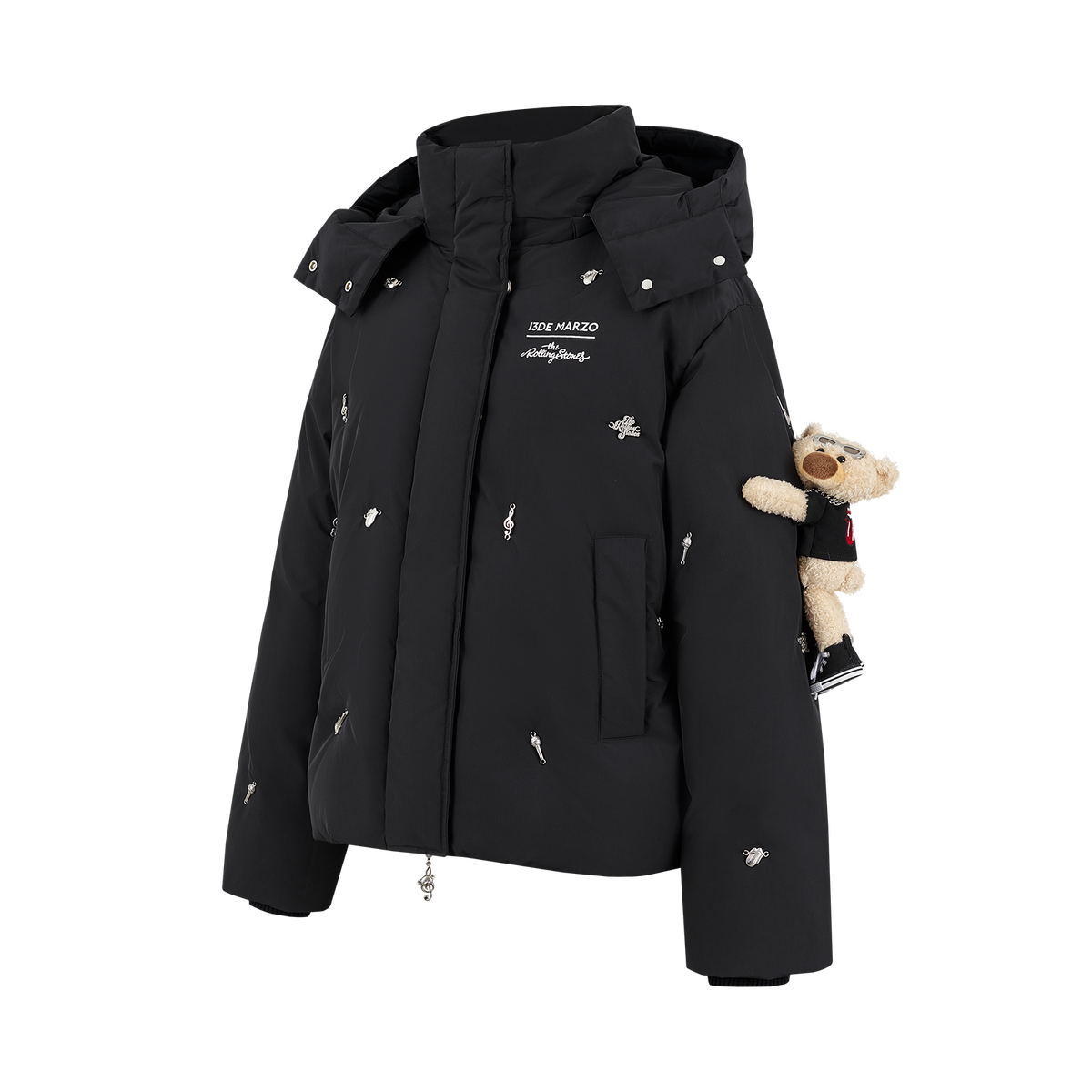 13DE MARZO Rolling Stones Down Jacket Black