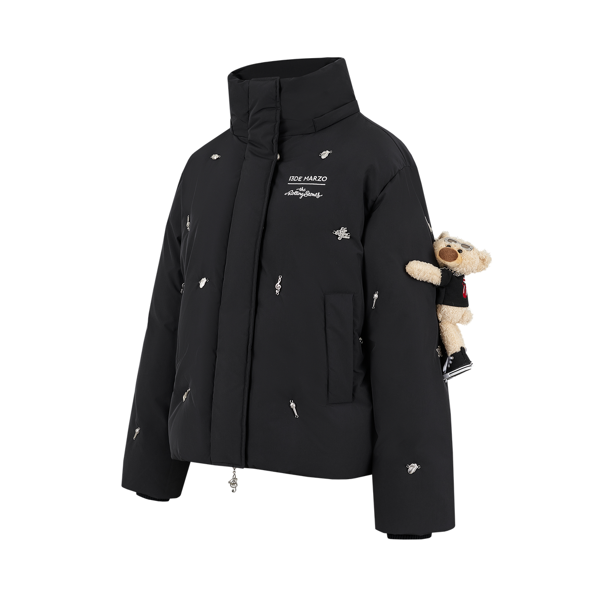 13DE MARZO Rolling Stones Down Jacket Black