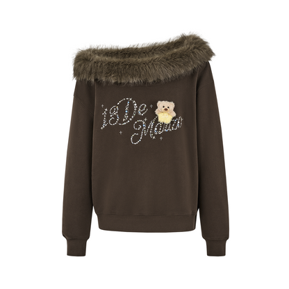 13DE MARZO Shimmer Logo Sweatshirt Brown