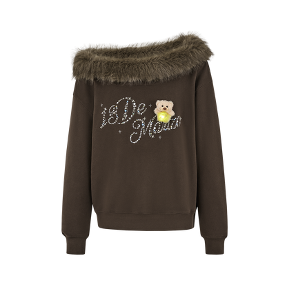 13DE MARZO Shimmer Logo Sweatshirt Brown