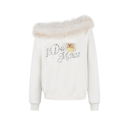 13DE MARZO Shimmer Logo Sweatshirt Beige