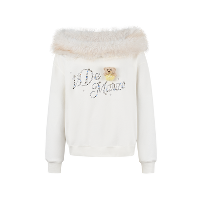 13DE MARZO Shimmer Logo Sweatshirt Beige